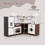 Toddler Kitchen Playset with Ice Maker Microwave Oven Sink and Washing Machine for Kids 3+ Years Old