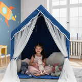 Large Kids Play Tent with Removable Cotton Mat-Blue