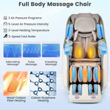 Therapy 36-SL Track Massage Chair with Airbags Waist and Calves Heating Foot Rollers-White and Brown