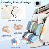 Therapy 36-SL Track Massage Chair with Airbags Waist and Calves Heating Foot Rollers-White and Brown