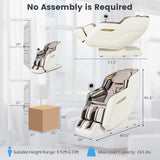 Therapy 36-SL Track Massage Chair with Airbags Waist and Calves Heating Foot Rollers-White and Brown