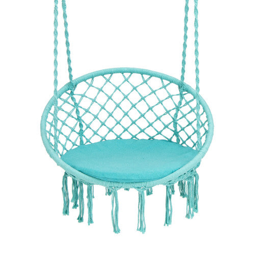 Cushioned Hammock Swing Chair with Hanging Kit-Turquoise