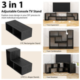 3 Pieces Adjustable TV Stand for TVs up to 65 Inch with Shelves-Mixed Black