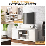 58 Inch TV Stand with 2 Cabinets and Adjustable Shelves for TVs up to 65 Inch-White
