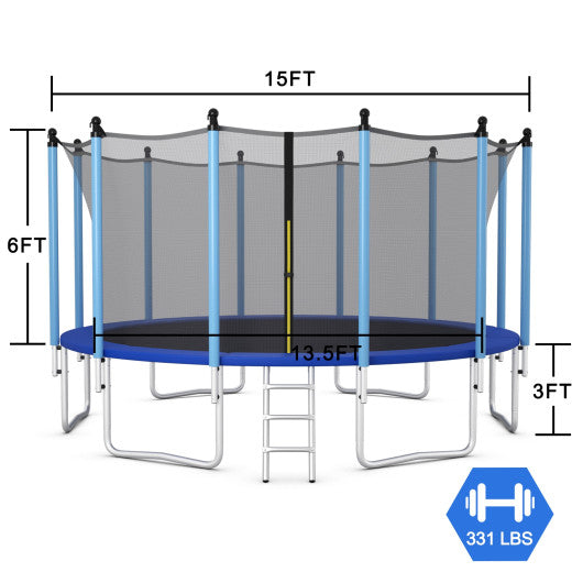 Outdoor Trampoline with Safety Closure Net-15 ft