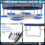 12/14/15/16 Feet Outdoor Recreational Trampoline with Enclosure Net-14 ft