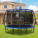 12FT ASTM Approved Recreational Trampoline with Ladder-Blue