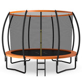 12FT ASTM Approved Recreational Trampoline with Ladder-Orange