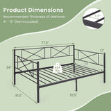 Twin Size Platform Bed with Heavy-duty Metal Slat Support-White