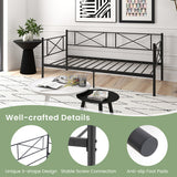 Twin Size Platform Bed with Heavy-duty Metal Slat Support-White