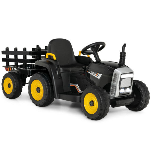 12V Ride on Tractor with 3-Gear-Shift Ground Loader for Kids 3+ Years Old-Black