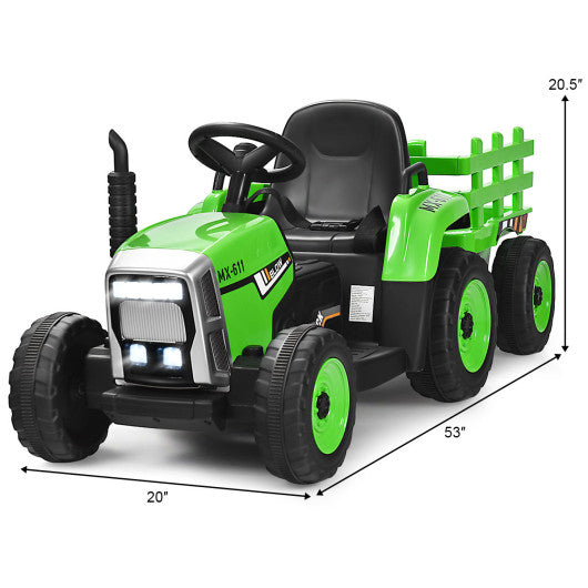 12V Ride on Tractor with 3-Gear-Shift Ground Loader for Kids 3+ Years Old-Green