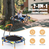 Convertible Swing and Trampoline Set with Upholstered Handrail