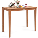 48 Inch x 24 Inch Rectangular Outdoor Eucalyptus Wood Bar Table for 4 People