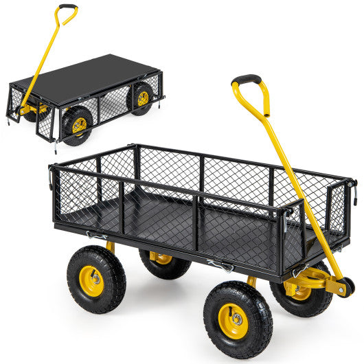 Utility Garden Wagon with 4 Removable Side Panels and 900/1200 LBS Load Capacity-43 X21 X 36 Inch