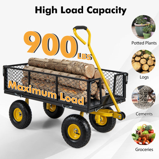 Utility Garden Wagon with 4 Removable Side Panels and 900/1200 LBS Load Capacity-43 X21 X 36 Inch