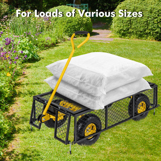 Utility Garden Wagon with 4 Removable Side Panels and 900/1200 LBS Load Capacity-43 X21 X 36 Inch