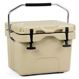 16 Quart 24-Can Capacity Insulated Ice Cooler with 2 Cup Holders-Khaki