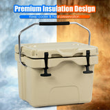 16 Quart 24-Can Capacity Insulated Ice Cooler with 2 Cup Holders-Khaki