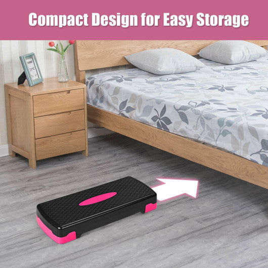 26 Inch Height Adjustable Aerobic Exercise Step Deck with Non-Slip Surface-Black