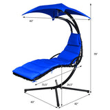 Hanging Stand Chaise Lounger Swing Chair with Pillow-Navy