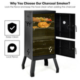 Vertical 2-Tier Outdoor Barbeque Grill with Temperature Gauge