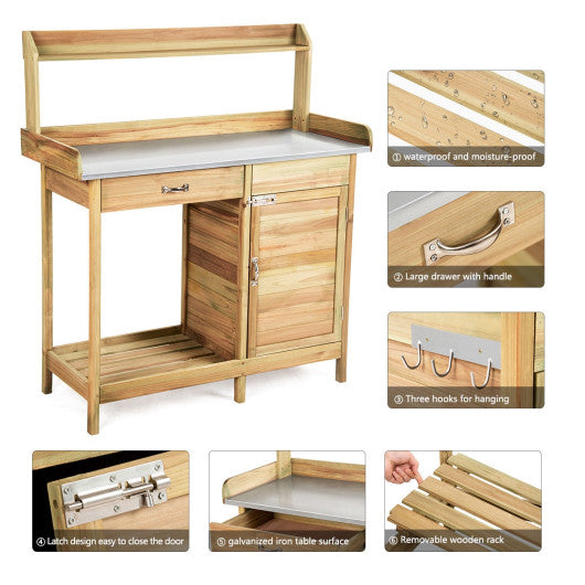 Outdoor Garden Wooden Work Station Potting Bench