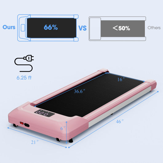 2.25 HP Walking Pad with LED Display and Remote Control-Pink