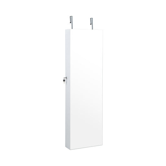Wall Mounted Jewelry Cabinet with 3-Color Lights-White