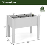 53L Raised Bed Grow Box Self-Watering Planter Box Stand with Water Level Monitor-White