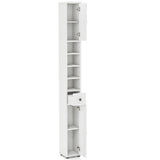 Freestanding Slim Bathroom Cabinet with Drawer and Adjustable Shelves-White
