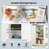 Twin Size Bunk Bed with Convertible Bookcase and Ladder-White