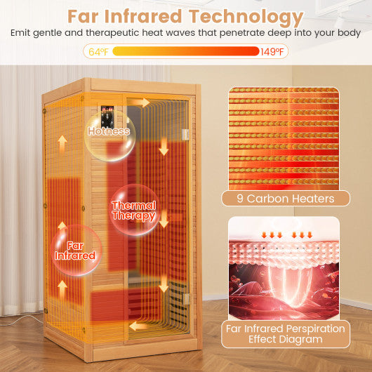 2024 New Model Single Person Far Infrared Wooden Sauna for Home