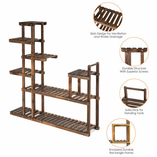 7-Tier Flower Wood Stand Plant Display Rack Storage Shelf