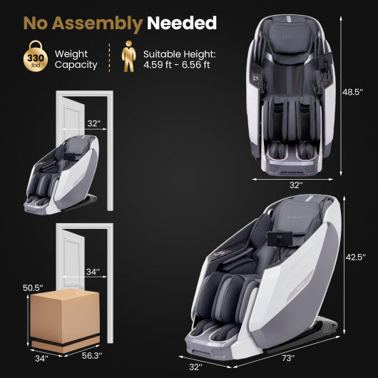 Zero Gravity SL Track Massage Recliner with Heater and Airbag Massage-White