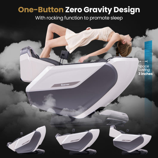 Zero Gravity SL Track Massage Recliner with Heater and Airbag Massage-White